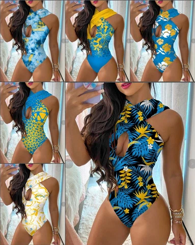 Los Angeles Chargers One Piece Halter Neck Bathing Suit Front Cutout Swimwear Cover
