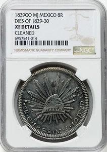 Mexico 1829 GO MJ 8 Reales DIES OF 1829-30 - NGC XF Details - VERY RARE ISSUE! - Picture 1 of 2