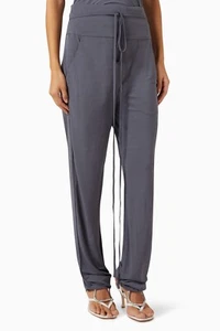 NWT Christopher Esber Charcoal Tie Waist Taper Drape Pants Trousers 8 US 4 $760 - Picture 1 of 18
