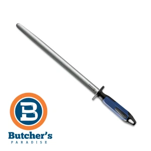 Butcher's 12" FDICK Knife Sharpening Steel Fine Cut Oval Black/Blue Handle - Picture 1 of 1