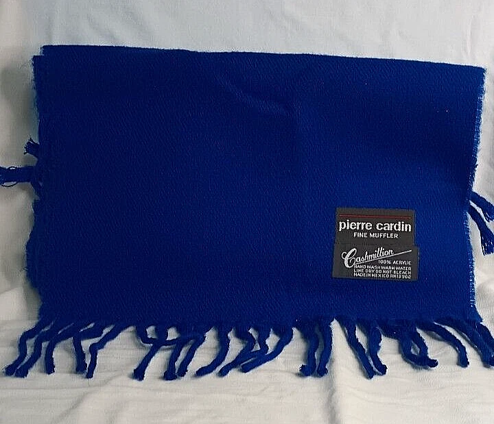 Bufanda vintage Pierre Cardin para hombre 11" x 72" acrílico línea Cashmillion azul Foto 1 de 4