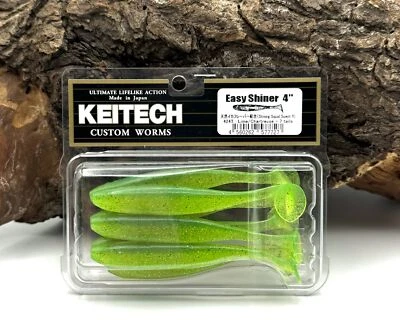 Keitech 4" Easy Shiner Lime / Chatreuse UV Aktiv 7 Stück 10cm 5g Gummifisch - Bild 1 von 3