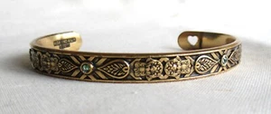 ALEX AND ANI HAMSA HAND CUFF BRACELET GOLD TONE GREEN CRYSTALS (27176) - Picture 1 of 8