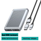 Dual Bay M.2 NVMe-PCIe/NGFF-SATA SSD Gehäuse USB 3.2 Festplattengehäuse Adapter