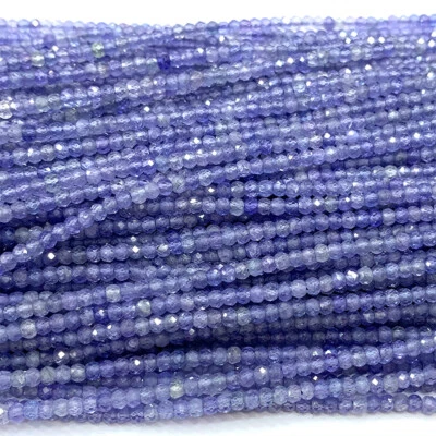 15.5 " Veemake Genuine High Quality Blue Tanzanite  Rondelle Faceted Small beads - Image 1 of 4