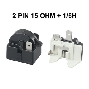 Kühlschrank-PTC Startrelais 1/2 Pin 15 Ohm + 1/6H Kompressor-Überlastschutz - Picture 1 of 36