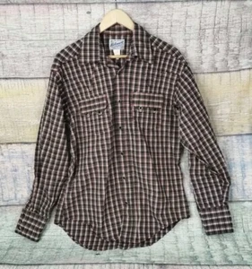 Rockmount Ranch Wear Flannel Black Plaid Shirt Mens S Black Diamond Snaps - USA - Picture 1 of 13