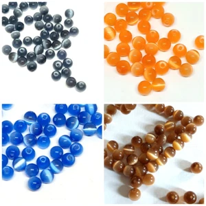 50pcs 6mm, 100pcs 4mm Cat's Eye round glass beads DIY Craft & Jewellery Making - Picture 1 of 6