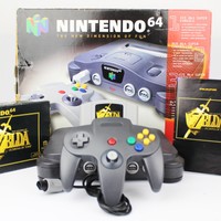 N64 / Nintendo 64 - Konsole + Controller Black Neu + The Legend of Zelda  (OVP)