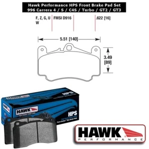 Hawk Performance HPS Front Brake Pad Set 996 Carrera 4/S/C4S/Turbo/GT2/GT3 - Picture 1 of 2