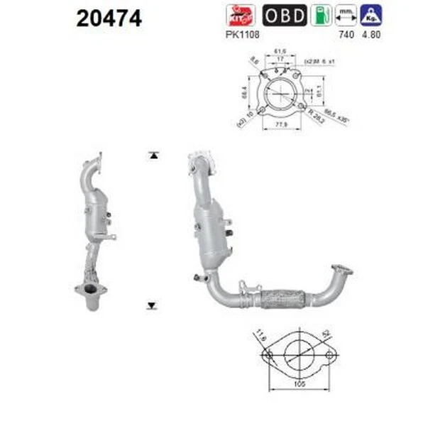 74 KW 100 CV CATALIZZATORE PER Ford C-Max II Van -- 1.0 EcoBoost - Immagine 1 di 1