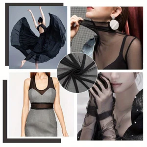 1pc Mesh Polyester Fabric for Women's Garment Accessories Black 1750~1800x0.2mm - Picture 1 of 6