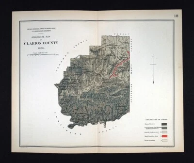 1878 Pennsylvania Geology Map Clarion County Shippenville Callensburg Foxburg PA - Image 1 of 2