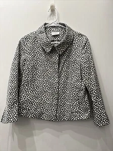 SCHÖN! Akris Punto Gr. 6 gepunktet Kragen Langarm Knopfleiste Blazer grau/weiß - Bild 1 von 8
