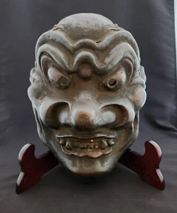 Ancien Japonais Oni Kagura Masque Tengu Noh Longueur :27cm Largeur :24cm Origine - Picture 1 of 12