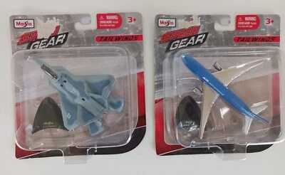 2, 2012 Maisto Tail Winds Series I Die-cast F-22, Boeing 777-200 Speed Gear Rare - Image 1 of 3