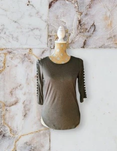 NWT'S BCX 1/2 Open Sleeve Olive Green Shirt Top SEMI SHEER Size XS Women's - Picture 1 of 9