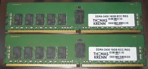 32GB KIT = 2x 16GB THOMAS KRENN RAM DDR4 2400MHz PC4-19200R CL17 RDIMM 288-pin - Bild 1 von 1