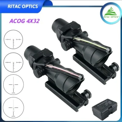 CLONE TRIJICON Trijicon Acog Clone 4x32 Scope Reticle Sight Fiber Chevron Optic Scope