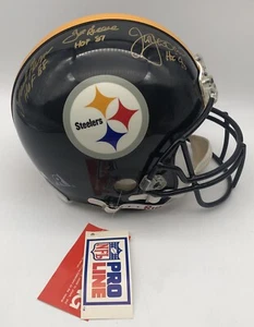 PITTSBURGH STEELERS Full Size Legends Signed Helmet 3 Autos HOF Inscription COA - Picture 1 of 17
