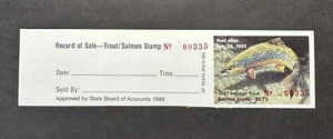 WTDstamps - 1991 INDIANA - State Trout Fishing Stamp - Mint OG NH **HUNTER TYPE* - Picture 1 of 2