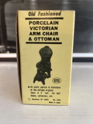 Vintage Dollhouse Furniture Porcelain Victorian Chair & Ottoman Unpainted Japan  - Image 1 of 4
