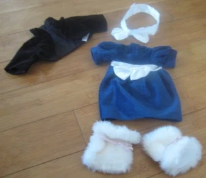 American Girl Black Velvet Cropped Jacket Boots Dress & Hair Bow fits 18" Doll - Picture 1 of 12