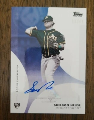 2020 Topps Rookie Progression Sheldon Neuse Blue Parallel Auto 34/49 Athletics - Image 1 of 2