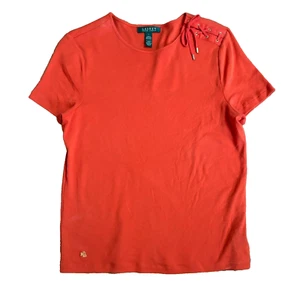 NEU Vintage Lauren Ralph Lauren orange Baumwolle Kurzarm Bluse Top T-Shirt Large - Bild 1 von 7