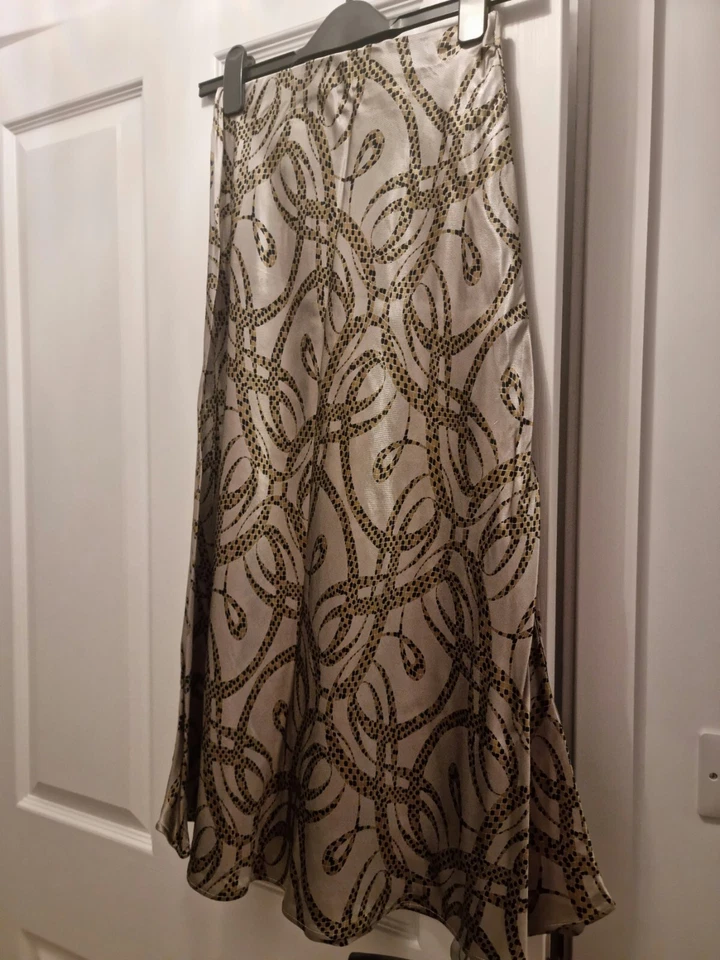 H&M Richard Allan Chain Scarf Print Satin Midi Skirt Size 34 - Image 1 of 1