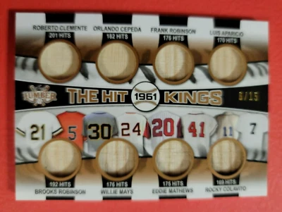 ROBERTO CLEMENTE WILLIE MAYS BROOKS ROBINSON CEPEDA ED MATTHEWS 8 BAT CARD #6/15 - Image 1 of 3