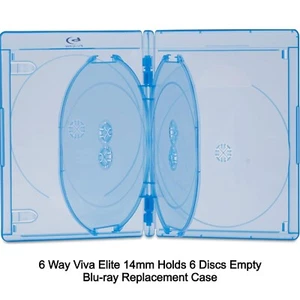 1 x 6 Way Viva Elite 14mm Holds 6 Disc Transparent Blu-ray Replacement Case New