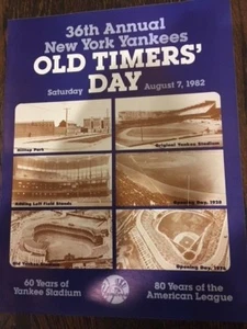 36th Annual New York Yankees Old Timers Day Game Program August 7, 1982 - Bild 1 von 4