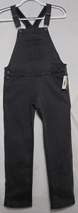Youth NWT There Abouts Black Denim Recycled Bib Overalls Size 14 - Picture 1 of 5