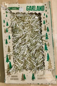 VINTAGE CHRISTMAS TINSEL GARLAND GOLD & WHITE! MADE IN WESTERN GERMANY! 15’ Long - Picture 1 of 5