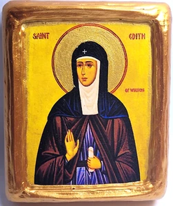 Saint Edith of Wilton Roman Catholic & Orthodox Prayer Icon - Picture 1 of 9