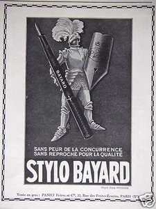 PUBLICITÉ DE PRESSE 1923 STYLO BAYARD SANS PEUR DE LA CONCURRENCE SANS REPROCHE - Imagen 1 de 1