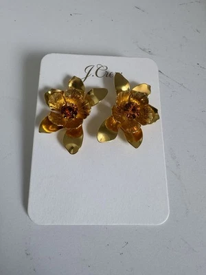 Aretes de flores de gran tamaño J.Crew enchapados en oro bruñido estilo latón BO299 Foto 1 de 4