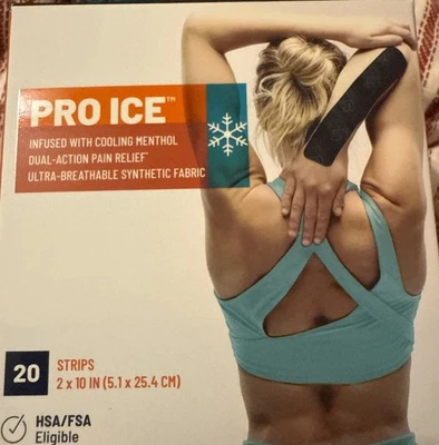 KT Tape Elastic Kinesiology Therapeutic Tape Pro Ice 20 Strips Black Cool Aqua - Image 1 of 3