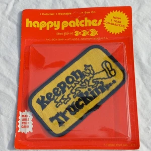 1974 KEEP ON TRUCKIN 4" Patch Trucker Hippie Postcard Pack - Picture 1 of 4