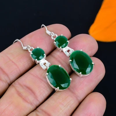 Orecchino gioiello in argento sterling 925 fatto a mano con pietra preziosa o... - Immagine 1 di 4