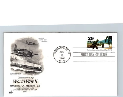 S06-0340, WWII 50TH ANNIV., MARINES LAND ON GUADALCANAL, ARTCRAFT FDC - Image 1 of 2
