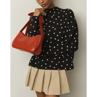 Suéter Anthropologie Maeve CARYS Cuello Simulado Mujer Pequeño Negro Carbono Lunares Foto 1 de 4