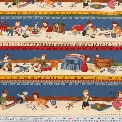 Look and Learn American Jane Moda Cotton Fabric Border Stripe by the HALF YARD - Image 1 of 2