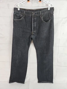 Pantalones de mezclilla negros Levi's 501 para hombre 38x32 botón mosca prelavado 100 % algodón 2021 - Imagen 1 de 12