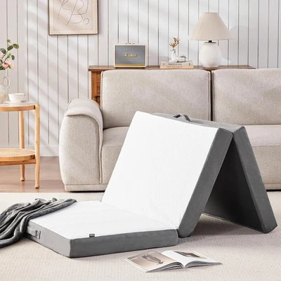 Colchón plegable triple individual de 4 pulgadas, cubrecolchón plegable de espuma viscoelástica con Foto 1 de 4