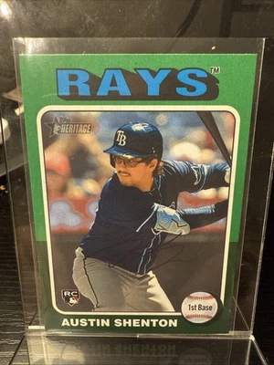 2024 Topps Heritage High Number Austin Shenton (RC) #637 Green Border SP TB RAYS - Image 1 of 2