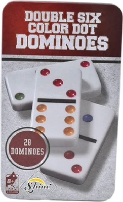 SHINE Dominoes Double 6 Dominoes Game Set Color Dot Design Game Kids Adults Game - Image 1 of 4