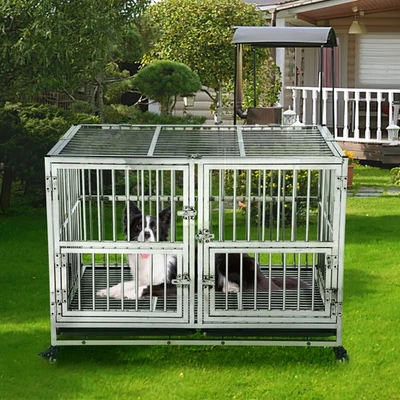 48" Heavy Duty Pet Dog Cage Strong Metal Crate Kennel Playpen w/ Wheels & Tray - Image 1 of 4