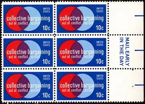 US - 1975 - 10 Cents Collective Bargaining Issue # 1558 Mail Early Block Mint NH - Picture 1 of 1